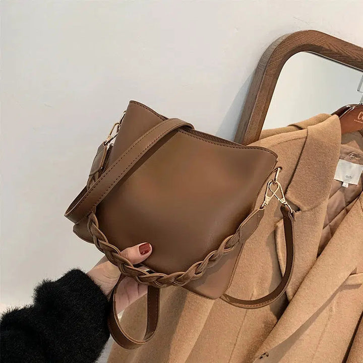 Braided Strap Bucket Bag
