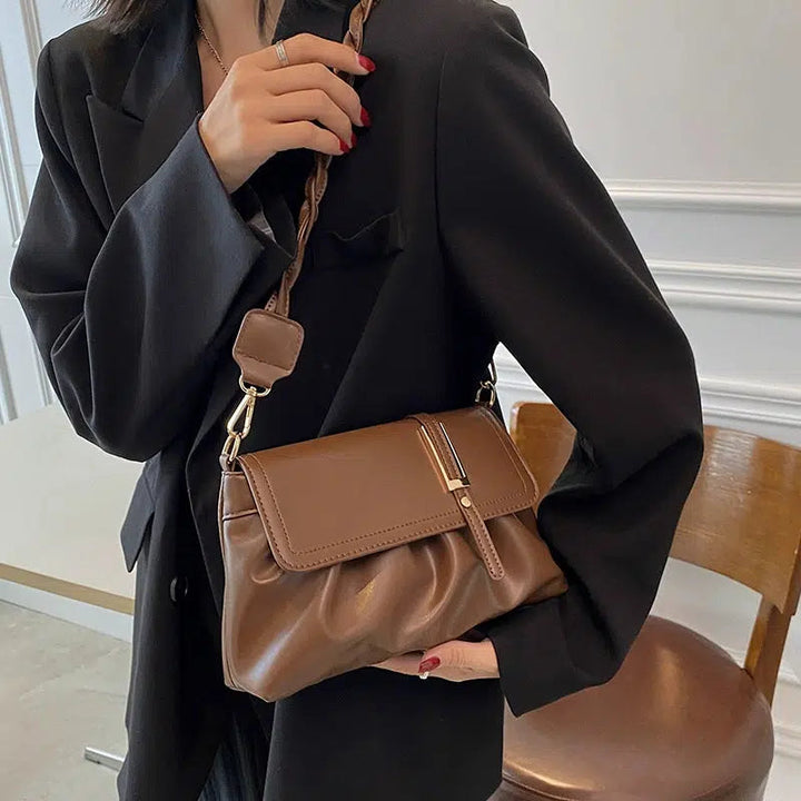 Braided Strap Leather Shoulder Bag