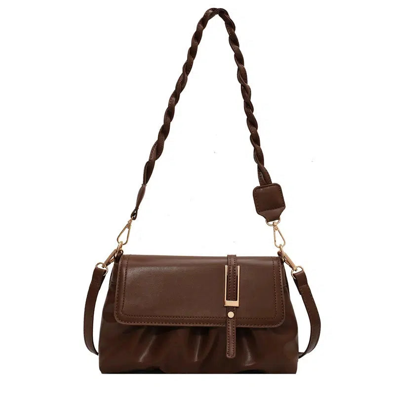 Braided Strap Leather Shoulder Bag