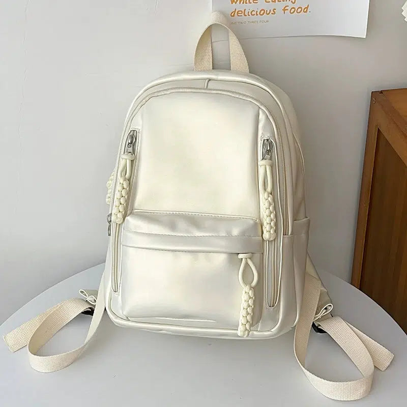 Braided Zipper Pull Multi-pocket Backpack