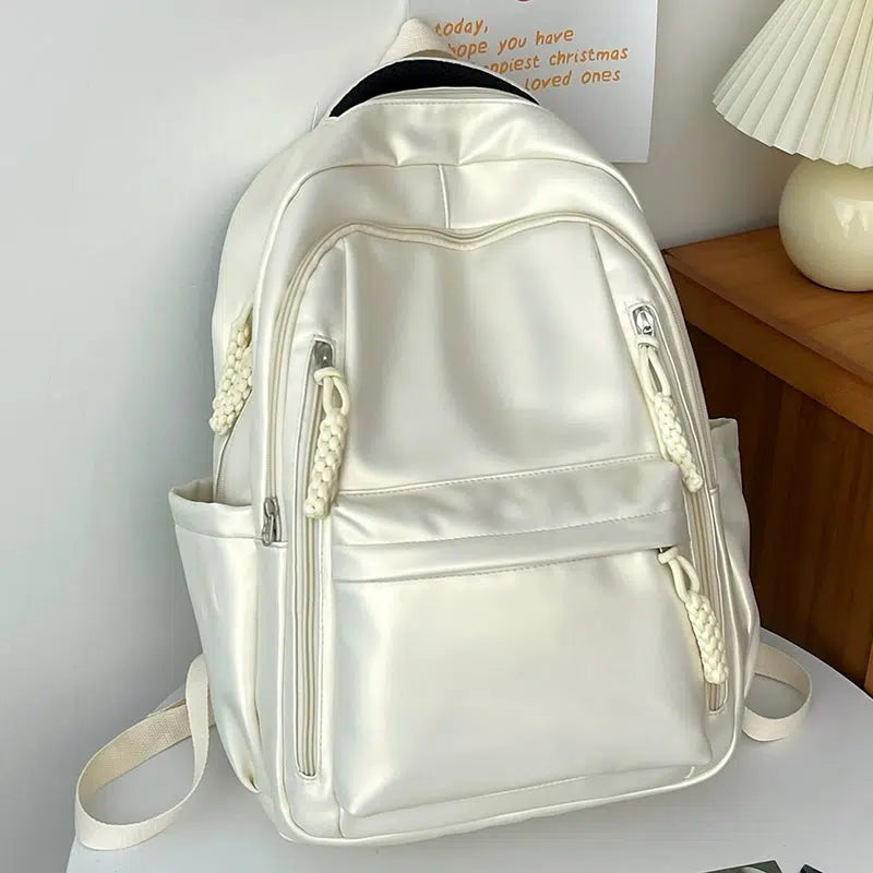 Braided Zipper Pull Multi-pocket Backpack