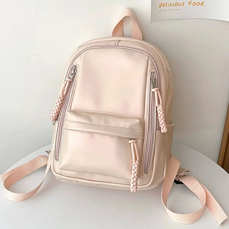 Braided Zipper Pull Multi-pocket Backpack