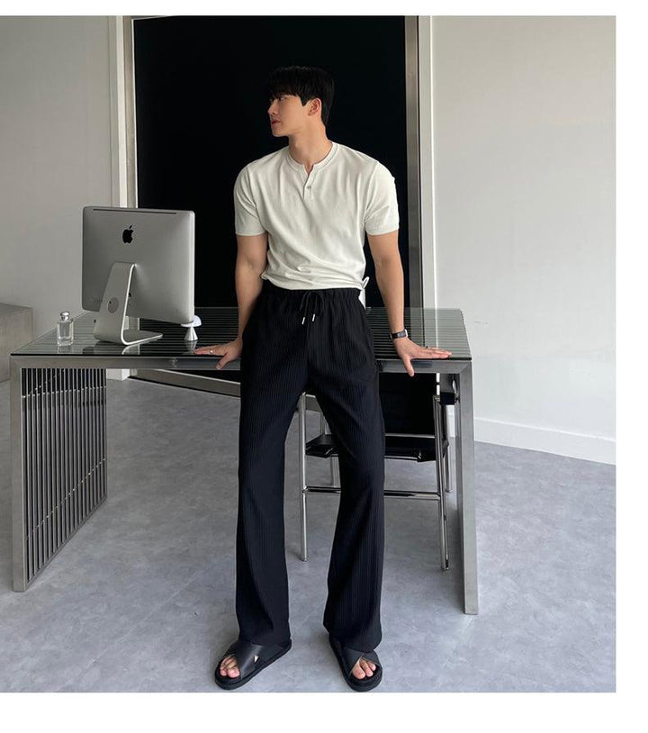 Breathable Pleated Drawstring Pants