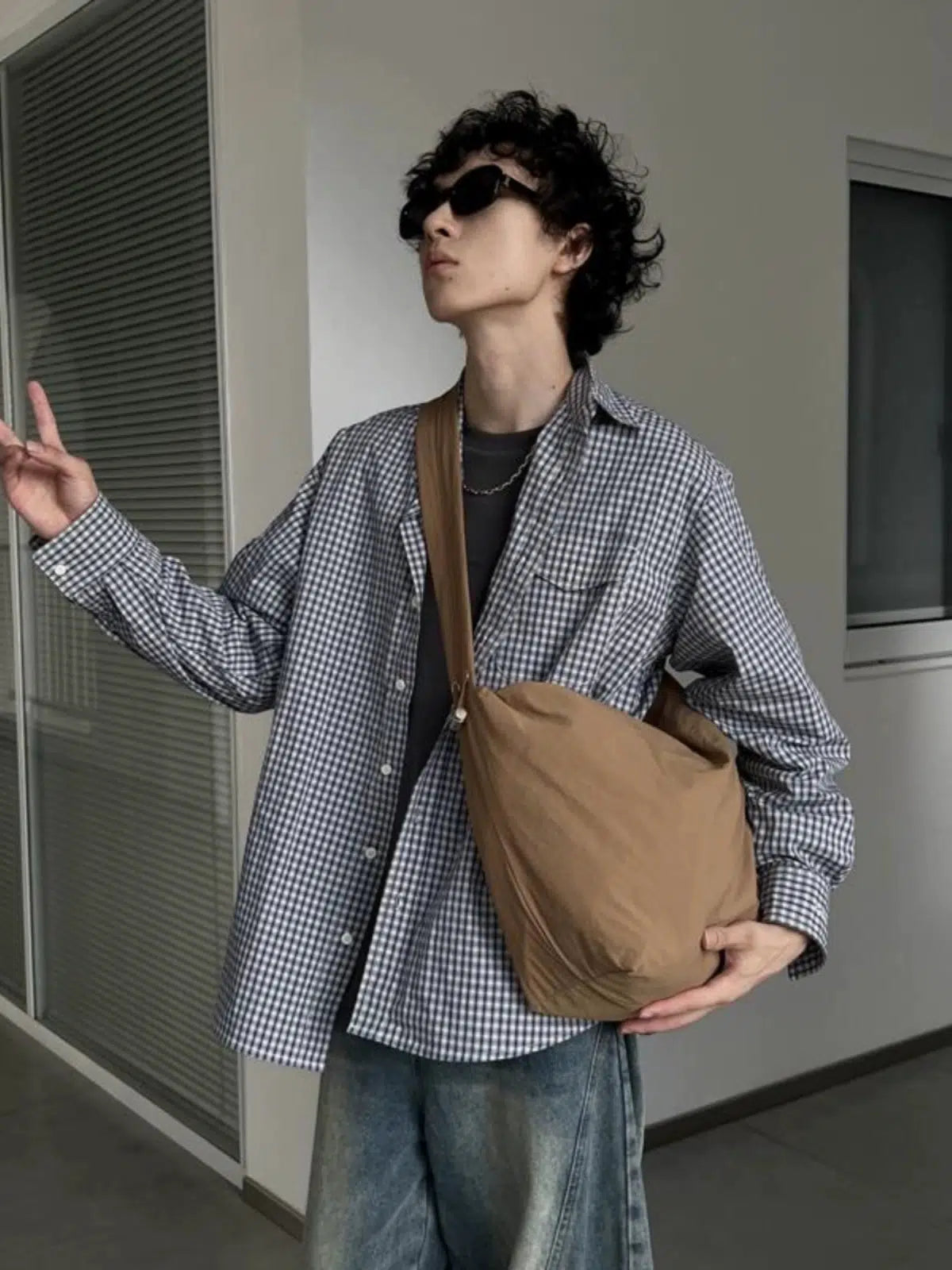 Brown Crossbody Canvas Bag