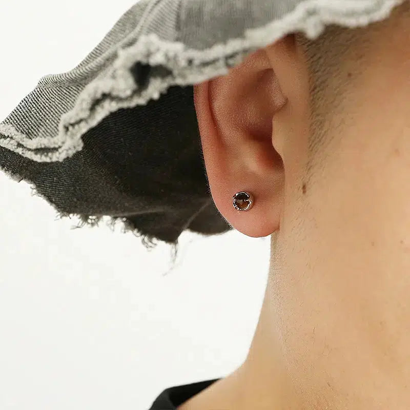 Brown Crystal Stud Earrings