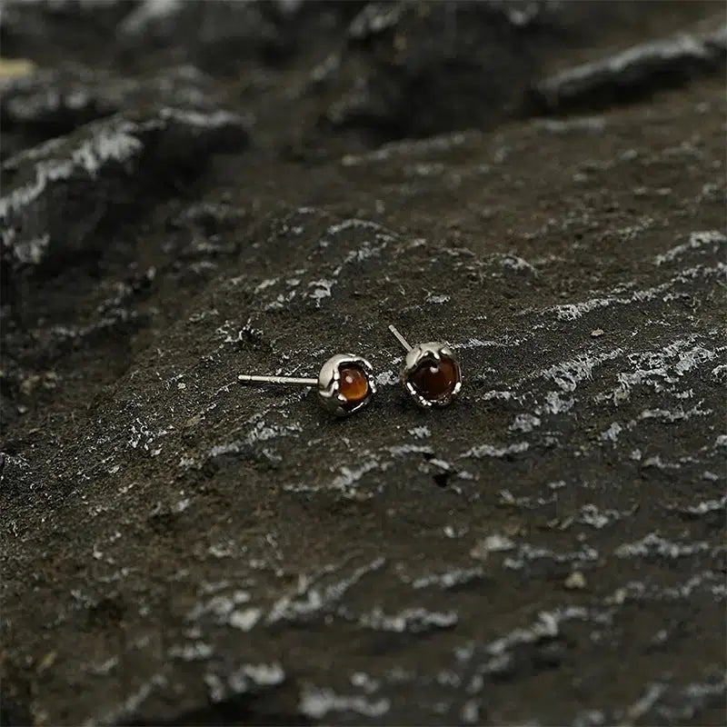 Brown Crystal Stud Earrings