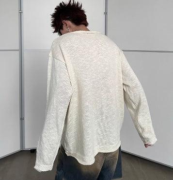 Brushed Hollow Knit Pullover Sweater