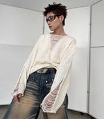 Brushed Hollow Knit Pullover Sweater