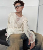 Brushed Hollow Knit Pullover Sweater