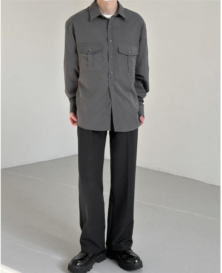 Brushed Texture Soft Long-Sleeved Shirt