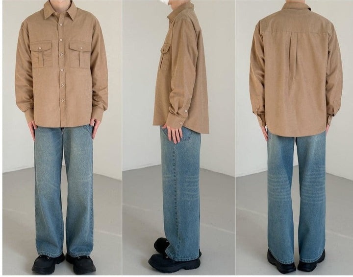 Brushed Texture Soft Long-Sleeved Shirt