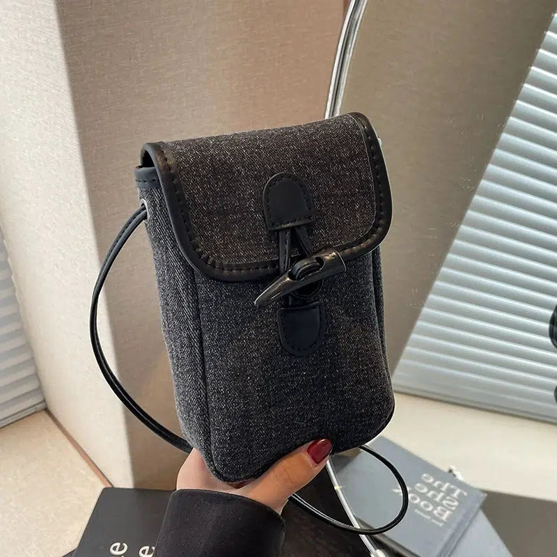 Buckle Closure Denim Crossbody Bag