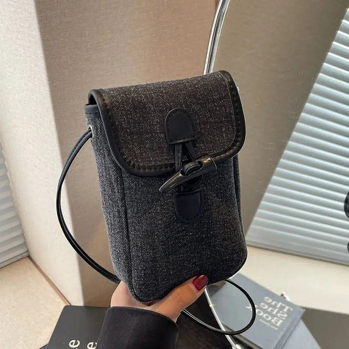 Buckle Closure Denim Crossbody Bag