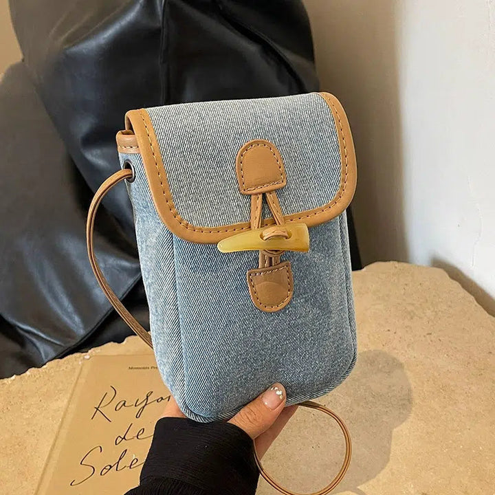 Buckle Closure Denim Crossbody Bag