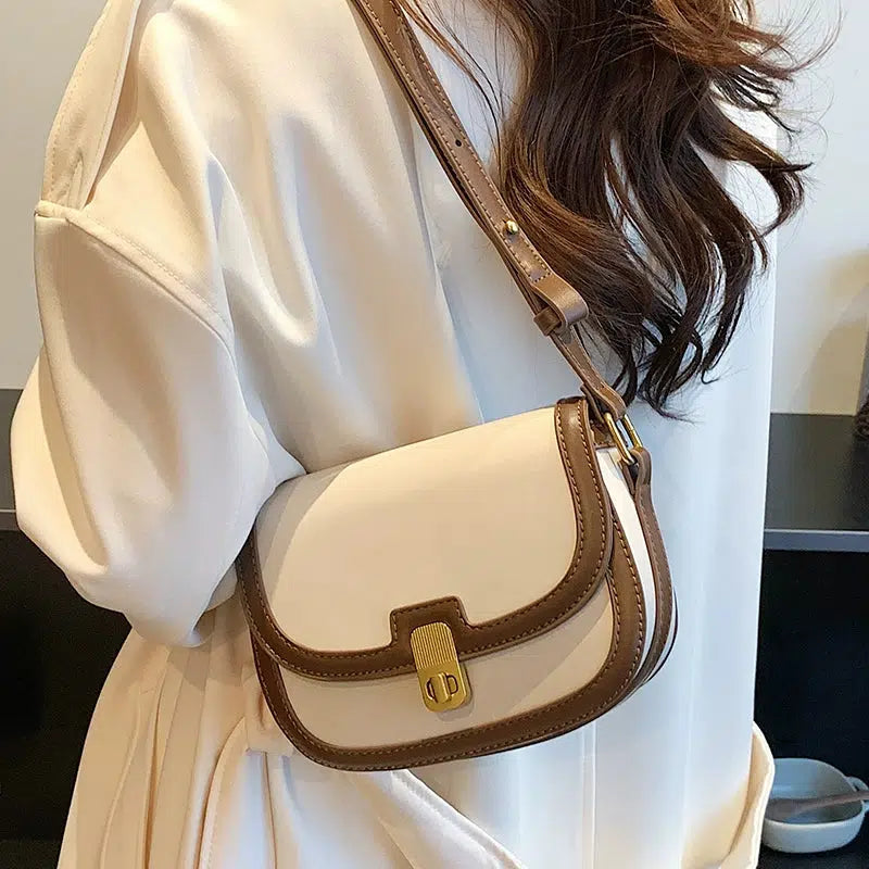 Buckle Closure Leather Satchel Bag