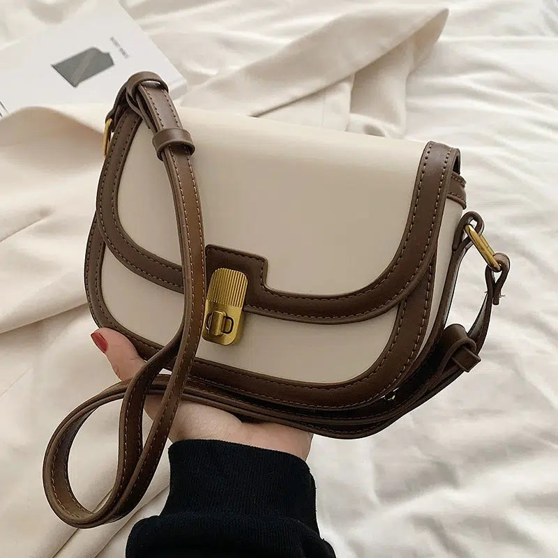 Buckle Closure Leather Satchel Bag