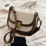 Buckle Closure Leather Satchel Bag