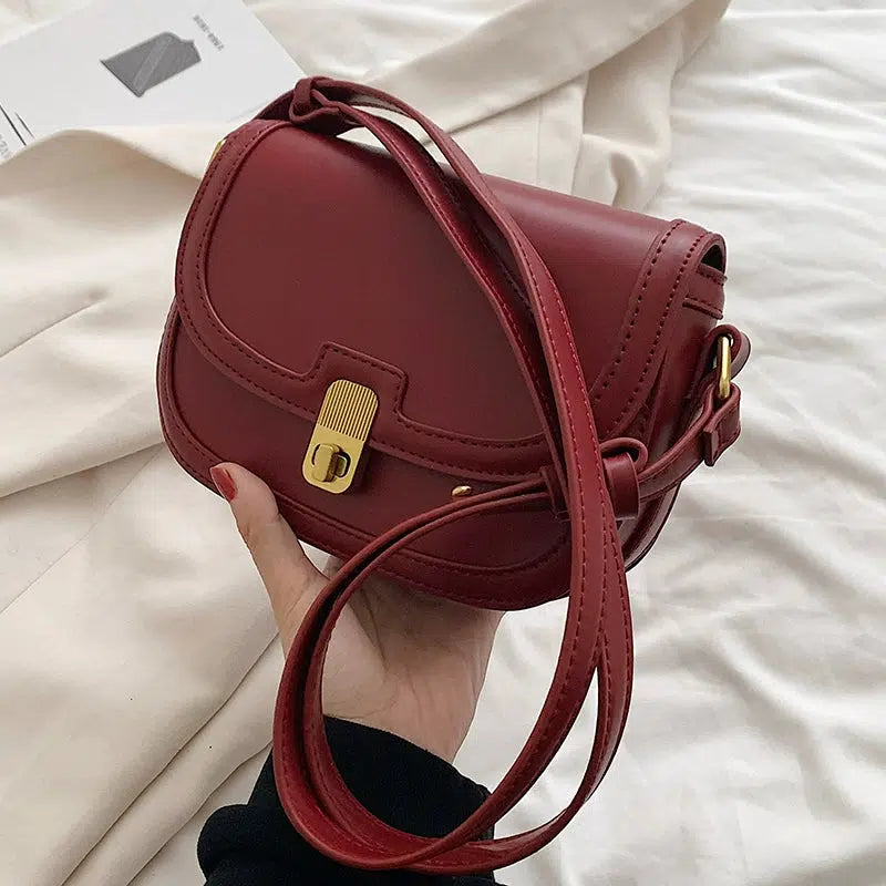 Buckle Closure Leather Satchel Bag