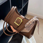 Buckle Crocodile Embossed Shoulder Bag