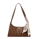 Buckle Crocodile Embossed Shoulder Bag