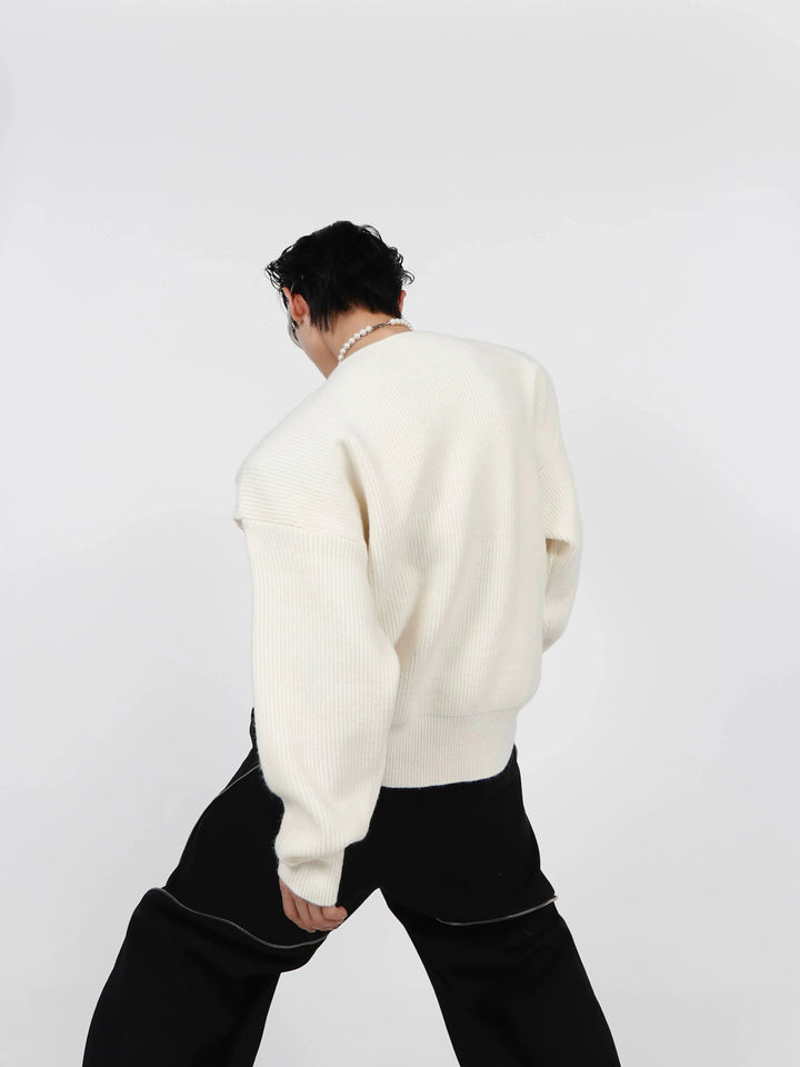 Buckle Hollow Knitted Sweater