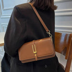 Buckle Leather Crossbody Square Bag