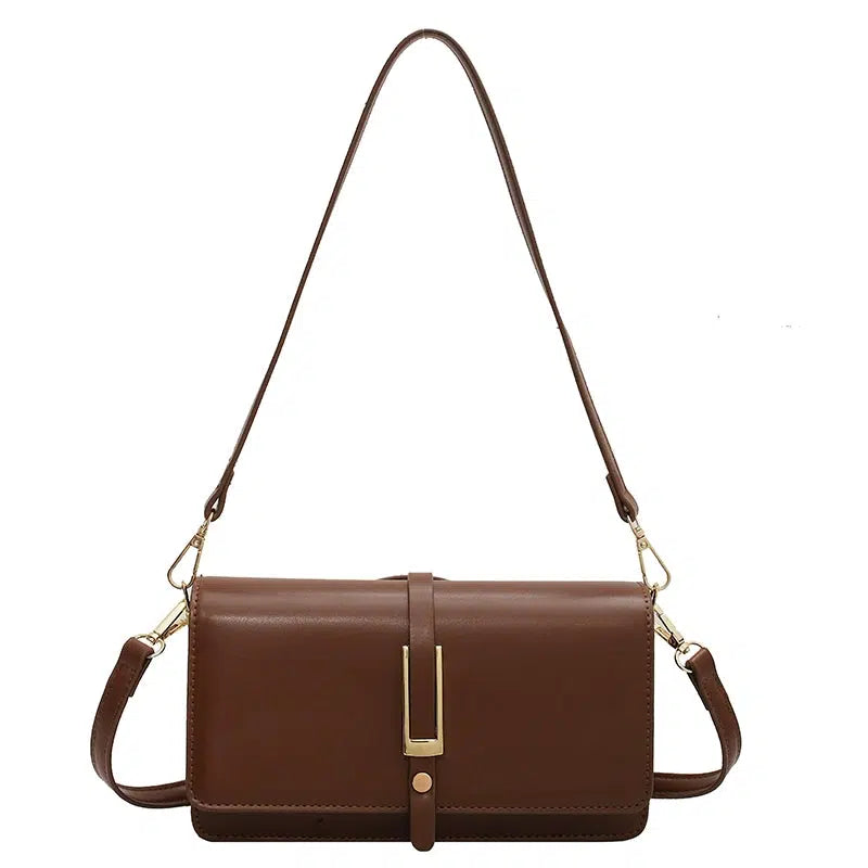 Buckle Leather Crossbody Square Bag