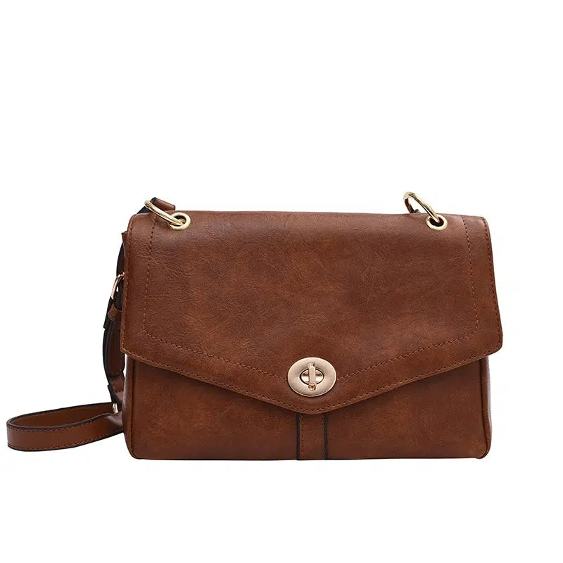Buckle Leather Crossbody Square Bag