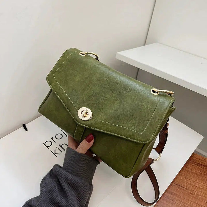 Buckle Leather Crossbody Square Bag