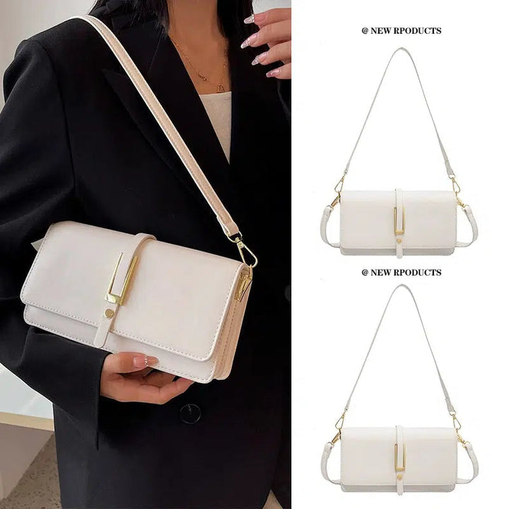 Buckle Leather Crossbody Square Bag