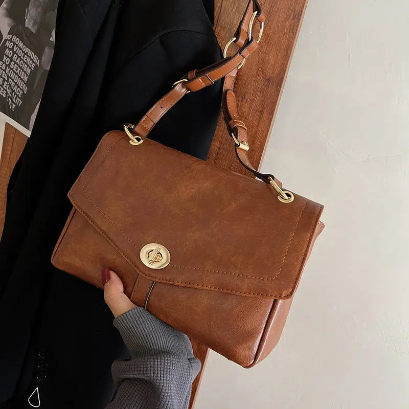 Buckle Leather Crossbody Square Bag