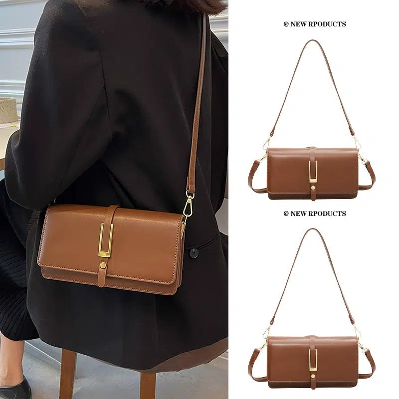 Buckle Leather Crossbody Square Bag