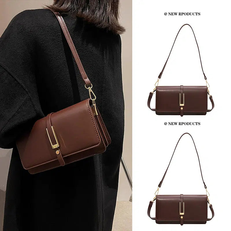 Buckle Leather Crossbody Square Bag