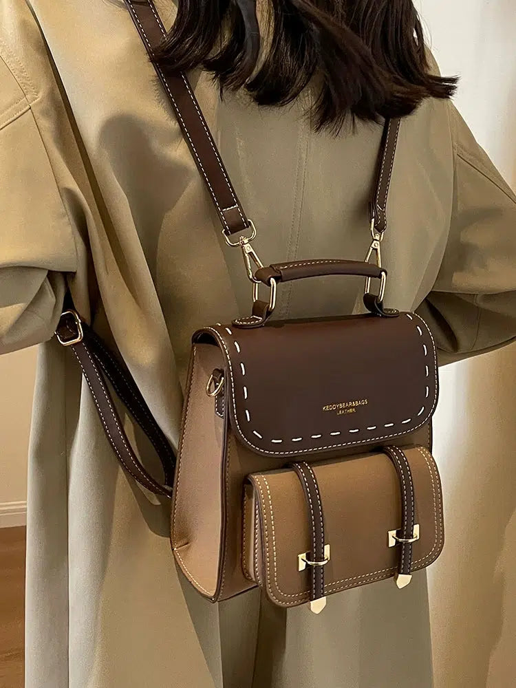 Buckle Straps Vintage Leather Backpack