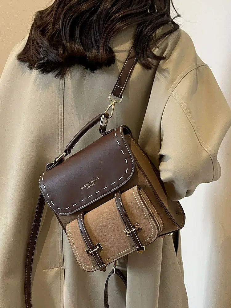 Buckle Straps Vintage Leather Backpack