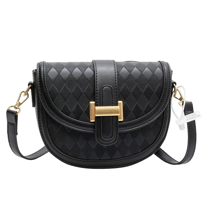 Buckle Woven Pattern Crossbody Bag