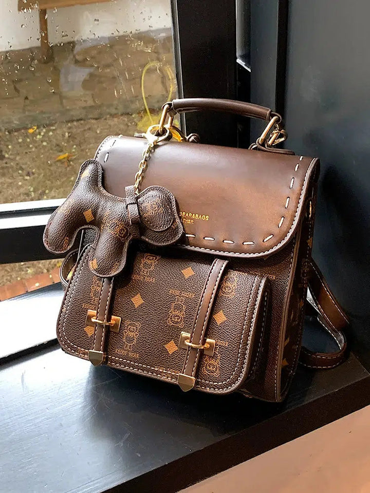 Buckled Cartoon Bear Mini Backpack