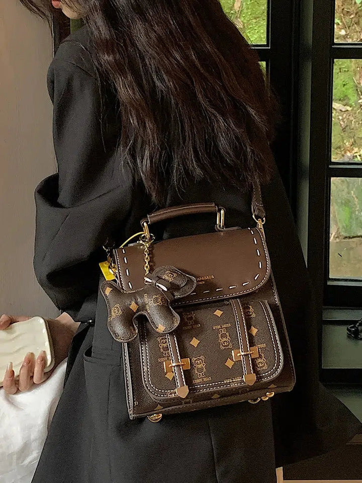 Buckled Cartoon Bear Mini Backpack