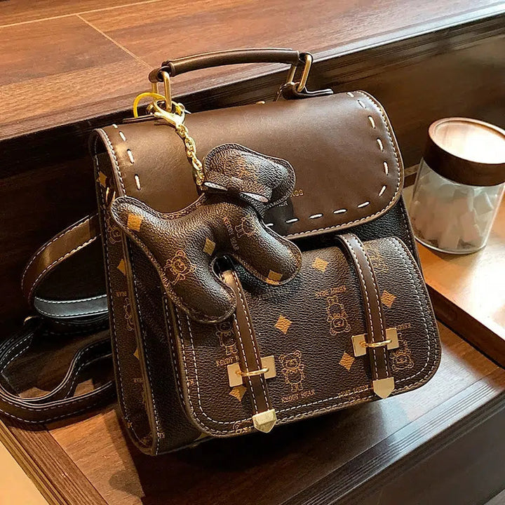 Buckled Cartoon Bear Mini Backpack