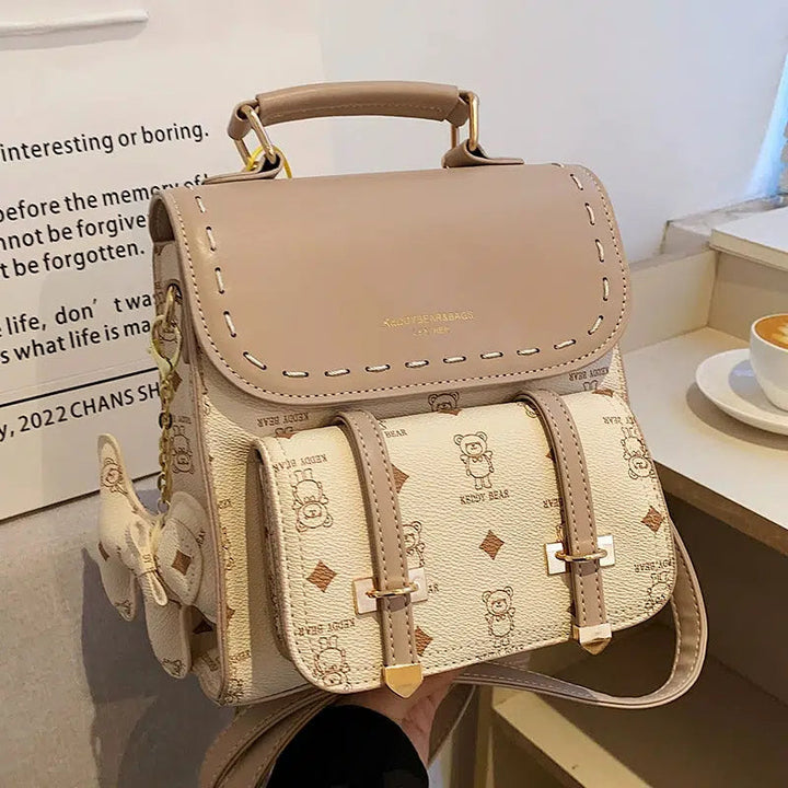 Buckled Cartoon Bear Mini Backpack