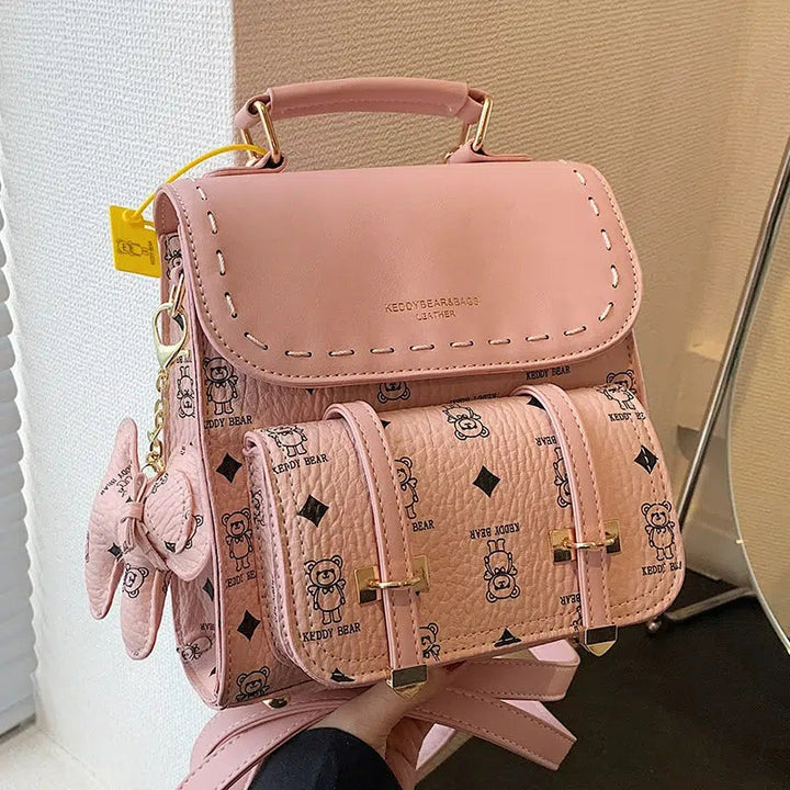 Buckled Cartoon Bear Mini Backpack