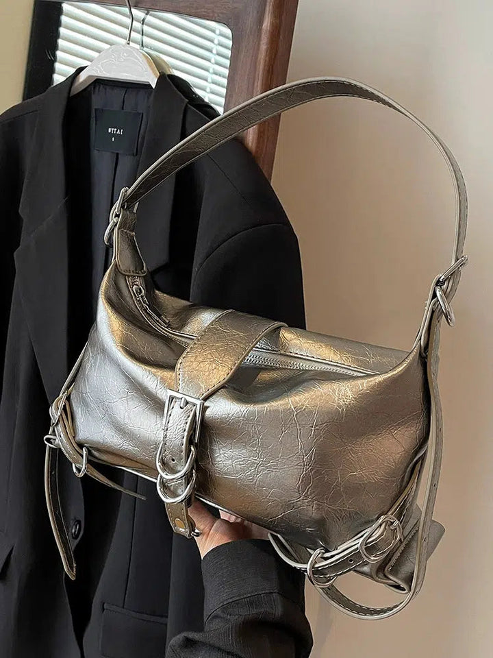 Buckles Leather Shoulder Bag