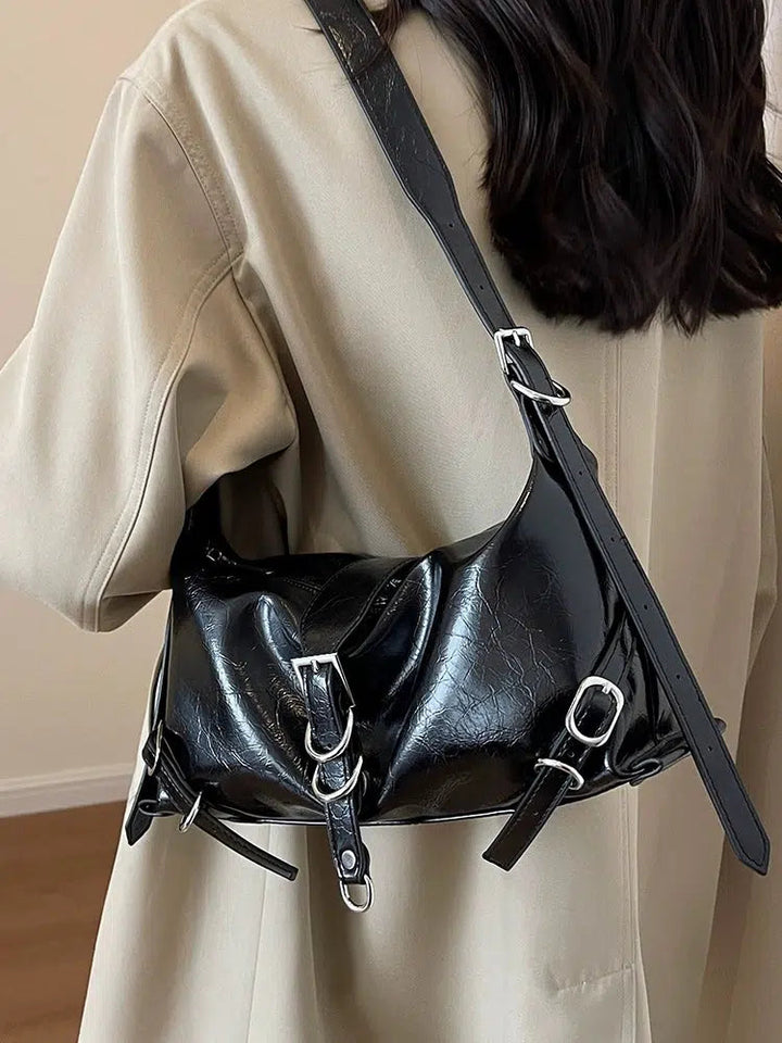 Buckles Leather Shoulder Bag