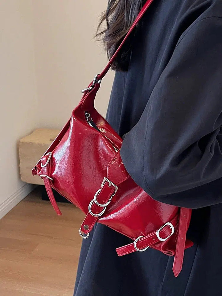 Buckles Leather Shoulder Bag