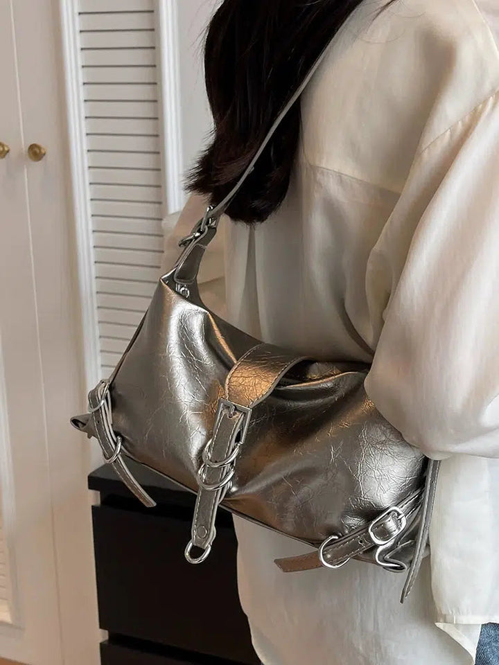 Buckles Leather Shoulder Bag