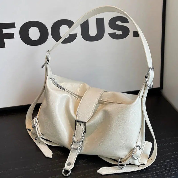 Buckles Leather Shoulder Bag
