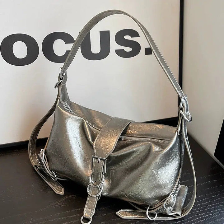 Buckles Leather Shoulder Bag