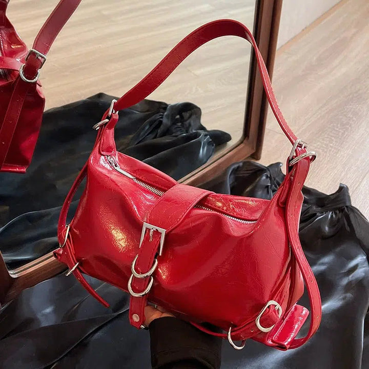 Buckles Leather Shoulder Bag