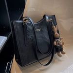 Bunny Keychain Leather Tote Bag