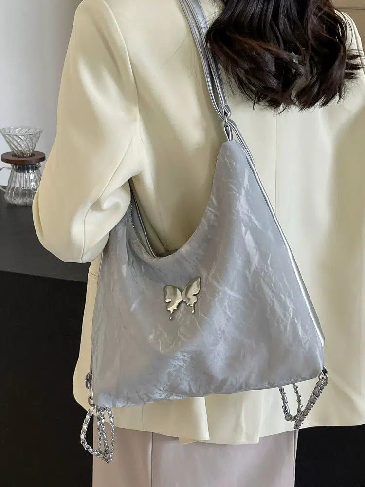 Butterfly Accent Chain Strap Shoulder Bag